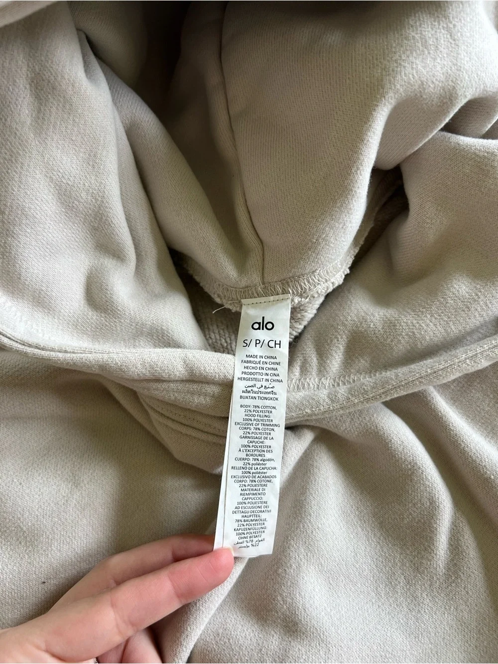 Alo Yoga Women’s Renown Heavy Weight Hoodie Bone Cream White Small